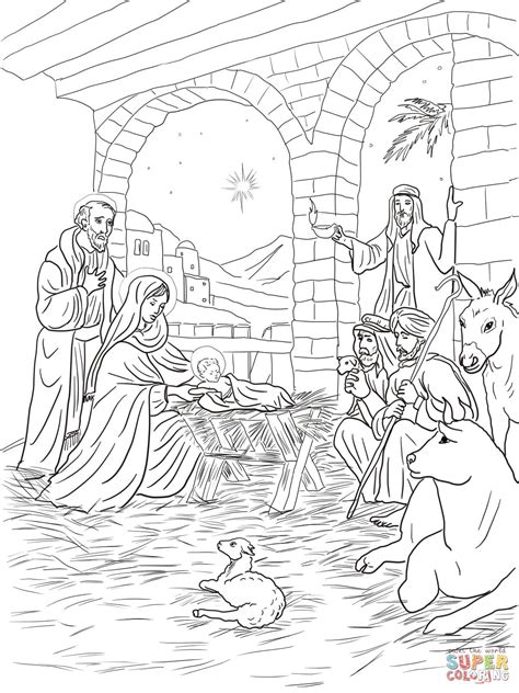 Shepherds Visit Baby Jesus Color Sheet Nativity Coloring Pages Jesus