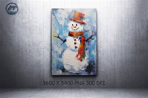 Snowman Abstract Oil Painting Wall Art Graphic by Whale Art · Creative ...