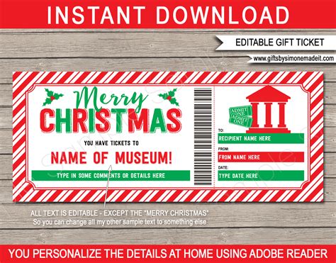 Birthday Museum Ticket Template Printable T Certificate