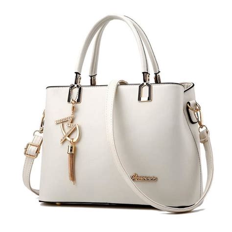 Sac a main femme PU cuir classique Sac à bandoulière Blanc FXG b041