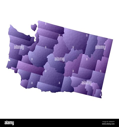 Washington Map Geometric Style Us State Outline With Counties Fabulous Violet Vector