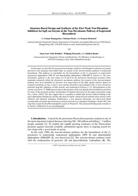 Pdf Structure Based Design And Synthesis Of The First Weak Non