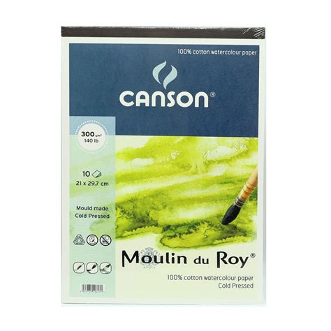 Canson Cold Pressed Moulin Du Roy Watercolour Paper A4 300gsm 100 Cotton 10 Sheets Local Art Shop