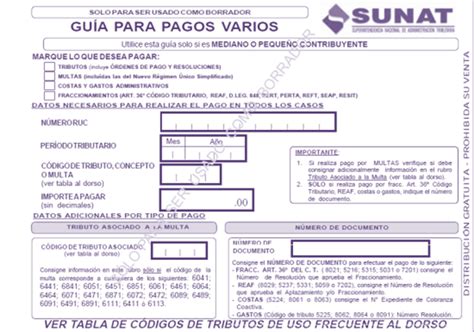 Sunat ️ Descargar GuÍa De Pagos Varios Formulario 1662 Pdf