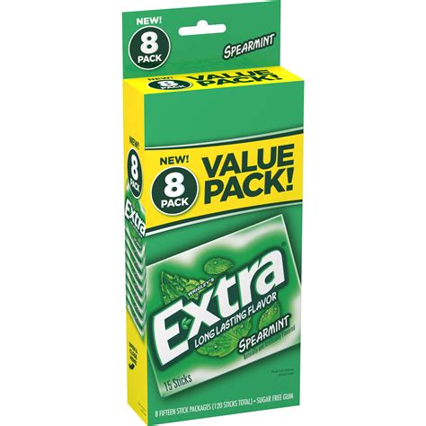 Extra Spearmint Sugar Free Chewing Gum Bulk 15 Ct 8 Pack