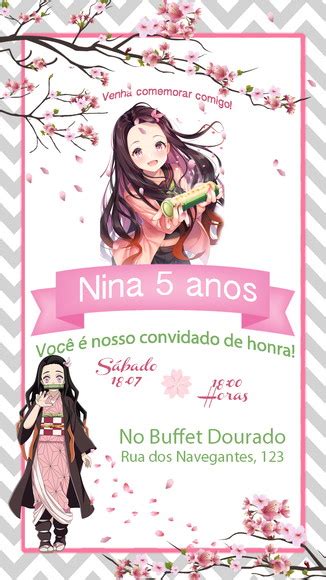 Convite Nezuko Kamado Demon Slayer Digital No Elo Loja A Casa