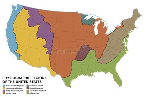 Regi Es Fisiogr Ficas Do Mapa Pol Tico Dos Estados Unidos Ilustra O Do