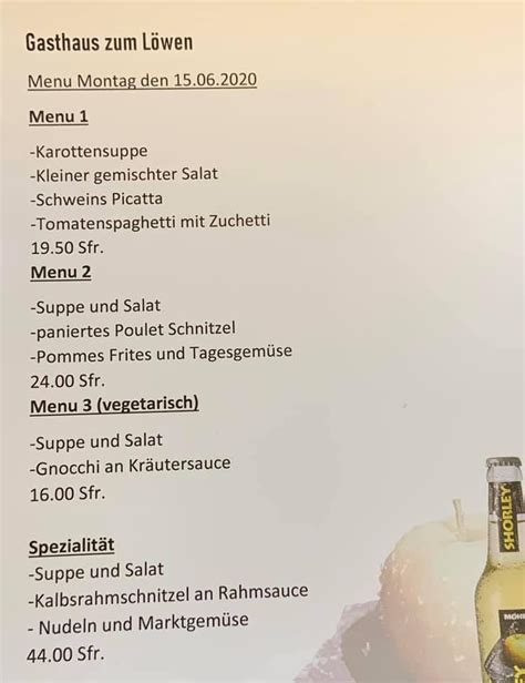 Speisekarte von Gasthaus zum Löwen restaurant Gamprin