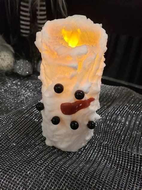 Flameless Timer Snowman Candle 2x5 Inch Etsy