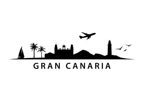 Gran Canaria Spanish Island Landscape Vector Silhouette 23507120