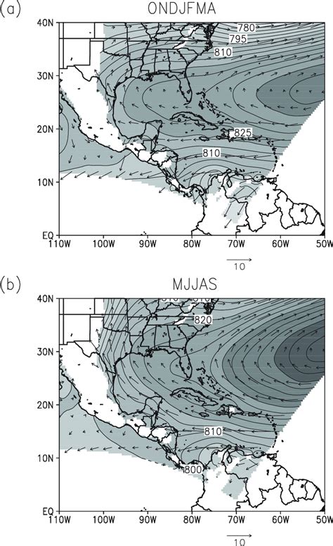 The 1979 2007 Climatological 925 Hpa Geopotential Height M And Winds