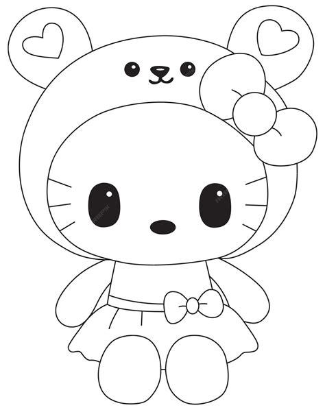 Premium Vector Hello Kitty Line Art Vector