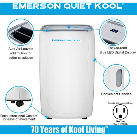 Emerson Quiet Kool Heat Cool Portable Air Conditioner With Remote