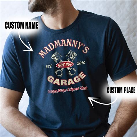 Personalized Hot Rod Garage Lettering Shirt 10717 Rustypod Store
