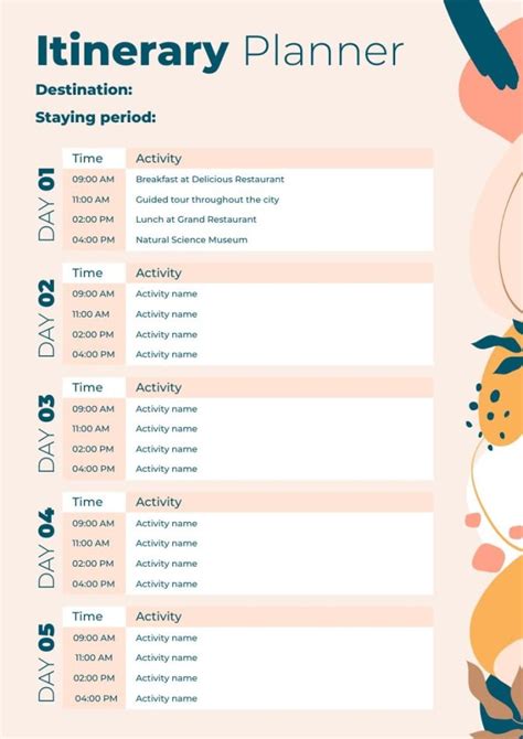 Free Itinerary Planner templates to edit | Wepik