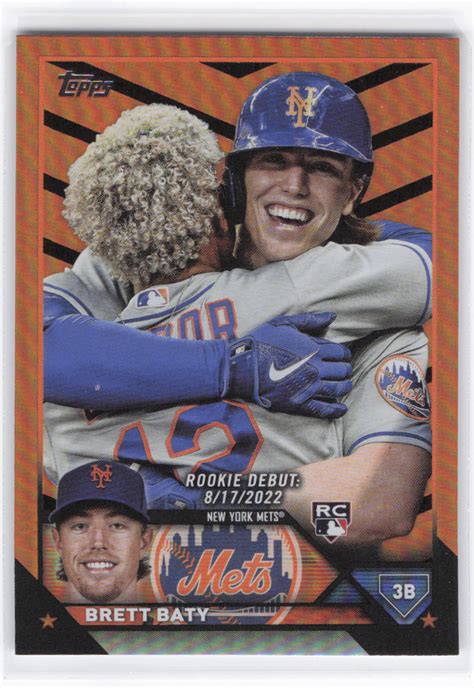 2023 Topps Update Brett Baty Orange Black Foil RC Rookie Debut Mets