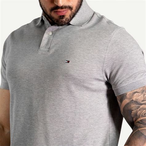 Camisa Polo 1985 Regular Fit Tommy Hilfiger Cinza Calçados Roupas E