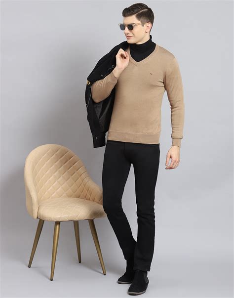 Buy Men Brown Solid V Neck Full Sleeve Sweater Online In India Monte Carlo