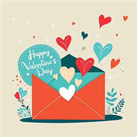 Premium Vector Happy Valentines Day Postal Card Illustration With