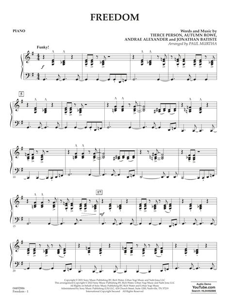 Freedom Arr Paul Murtha Piano Sheet Music Jon Batiste Orchestra