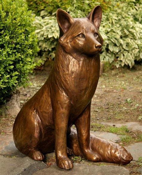 Bronze Outdoor Quitely Garden Sitting Fox Sculpture | Animal Sculptures