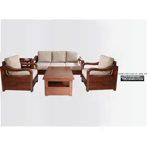 Rean Mahogany Wood Upholstery Sofa Set, Wood Sofa, Solid Wood Sofa ...