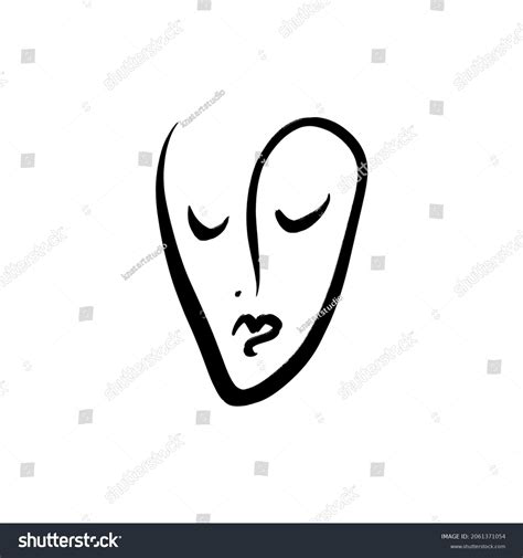 One Line Face Minimalist Art Modern Stock Vector (Royalty Free ...