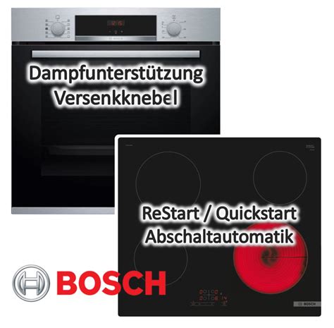 Herdset Bosch Einbau Backofen Mit Glaskeramikkochfeld Cm Autark