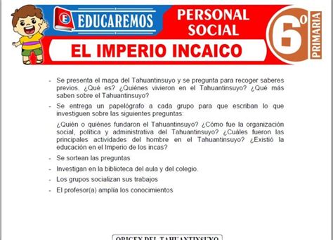 El Imperio Incaico Para Sexto De Primaria Fichas Gratis