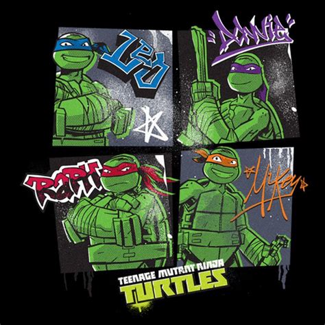 Mens Teenage Mutant Ninja Turtles Graffiti Portraits T Shirt Teenage