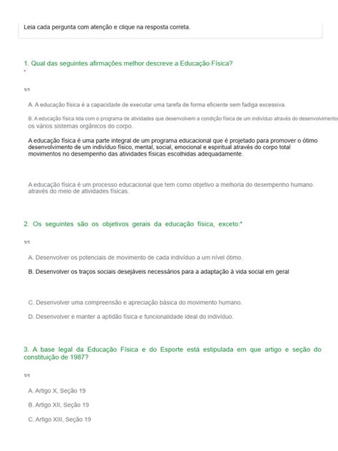 20 Perguntas Sobre Educação Física - Questões sobre Educação Física e Esporte | PDF | Física | Educação Física