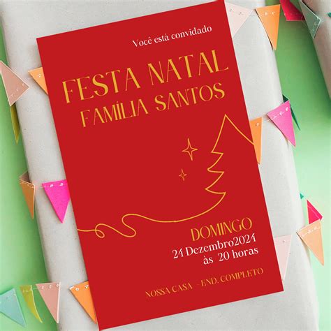 Convite Digital Ceia De Natal Em Familia Vermelho Elo