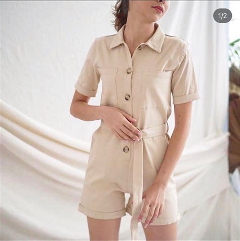 Jumpsuit Nude Fesyen Wanita Pakaian Wanita Jumpsuits Di Carousell