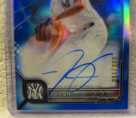 Bowman Chrome Luis Gil Blue Refractor Rookie Rc Autograph Cra Lg