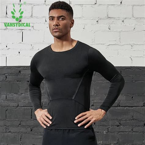 Vansydical Mens Compression Top Running Shirts Gym Tights Quick Dry