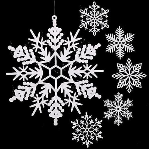 Large Snowflakes Set Of 5 White Glittered Snowflakes