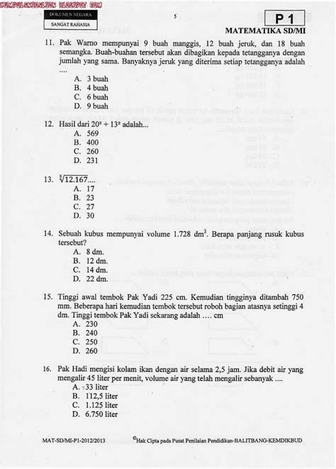 Soal Un Utama Matematika Kelas 6 Sd Ta 2012 2013 Portal Download Cara Pintar Bahas Soal Kunci