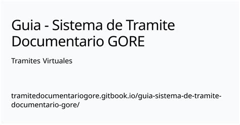 Tramites Virtuales Guia Sistema De Tramite Documentario Gore