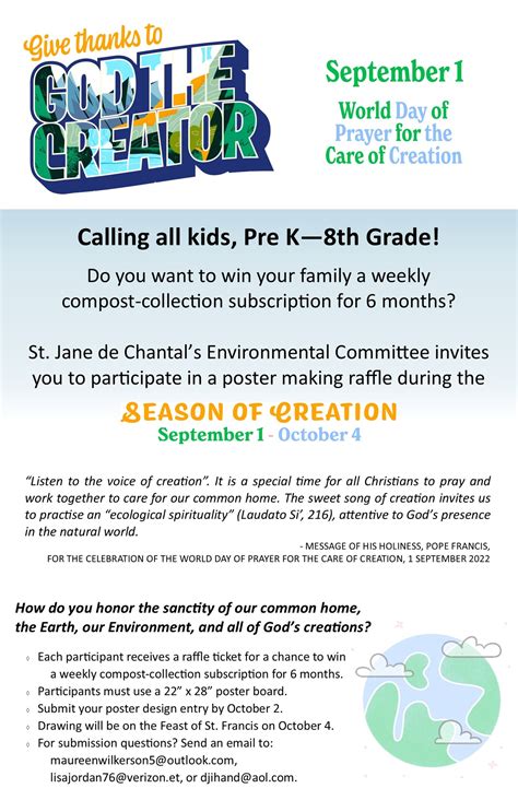 Season of Creation Poster Making Raffle - St. Jane Frances de Chantal ...