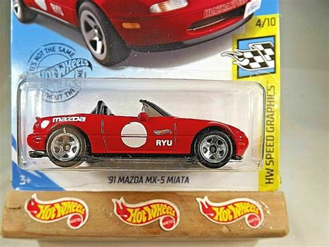 2019 Hot Wheels 184 Speed Graphics 4 10 91 MAZDA MIATA MX 5 Red Variant W 5 Sp Contemporary