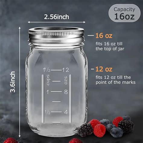 4oz 8oz 12oz 16oz 32oz 64oz Clear Wide Mouth Glass Mason Jar For Food Storage With Metal Screw