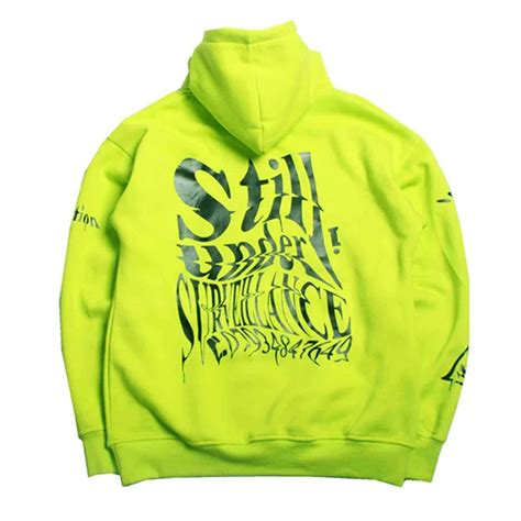 2019ss Kanye West Oversize Fluorescent Green Letter Printing Men Sweat