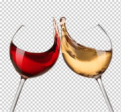 Dos Copas De Vino Transparentes Llenas De Vinos Tintos Y Blancos Vino