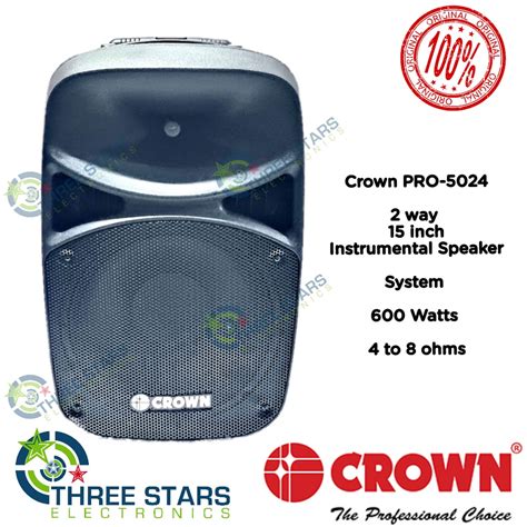 Crown PRO 5024 2 Way 15 Inch Instrumental Speaker System 600 Watts