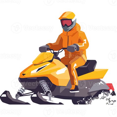 Snowmobile Rider In Orange Suit Riding On Snow 49677075 Png