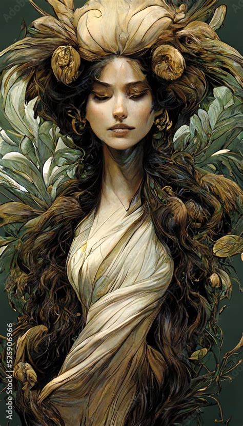 Beautiful Seductive Dryad The Pagan Spirit Of The Forest Portrait Of