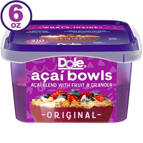 Dole Original Acai Bowl Frozen Acai Bowl With Fruit And Granola 6 Oz