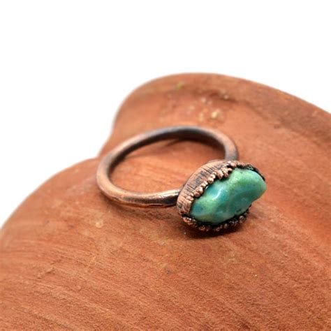 Beautiful Antique Copper Plated Vintage Looking Turquoise Ring Etsy