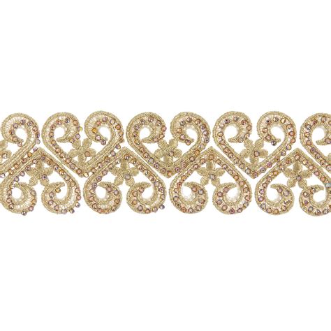 Gold Embroidery Rhinestone Hearts Trim Hobby Lobby 2292399