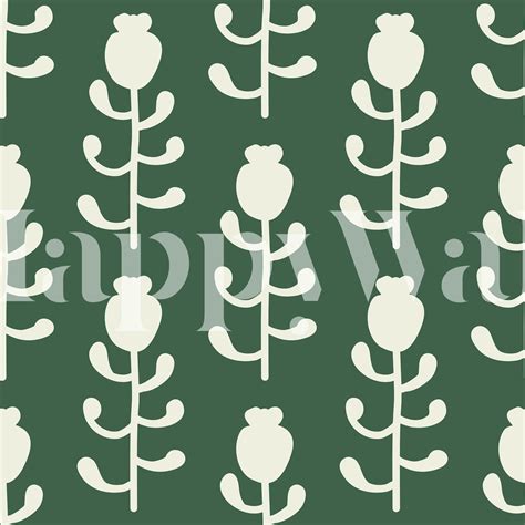 High-Quality Dark Green Floral Pattern Wallpaper | Happywall